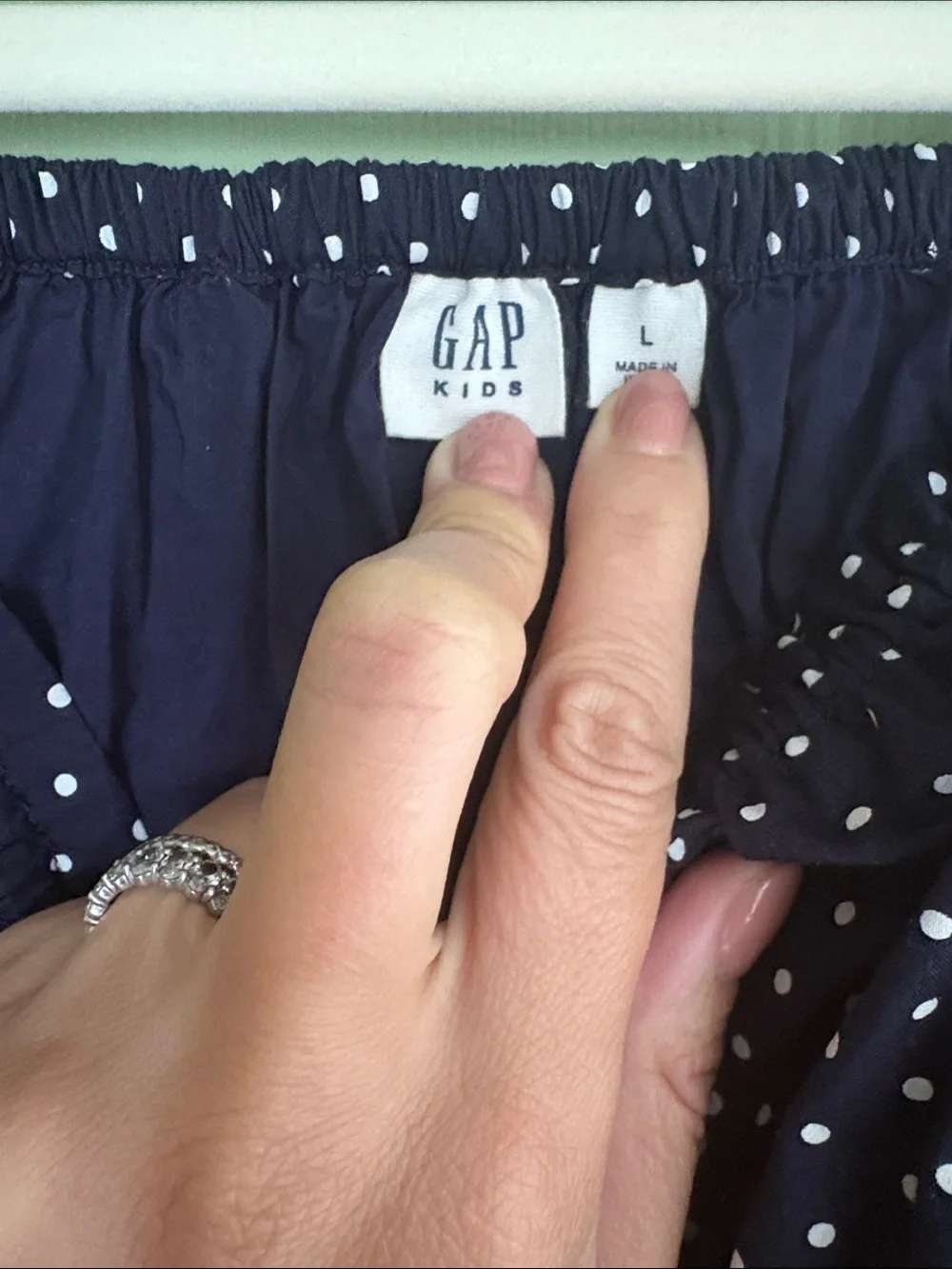 GAP Navy and White Polka Dot Off-Shoulder Casual Dress